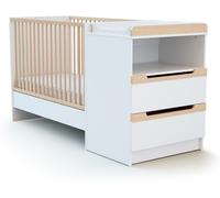 AT4 Combinación de cuna y cuna en madera Blanco y Haya 60 x 120 cm
