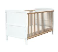 AT4 - Cuna bebé evolutiva ESSENTIEL madera - Blanco/Haya Barnizada - 70 x 140-144 x 74,5 x 79 cm