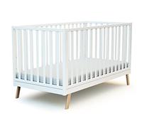 AT4 - Cuna bebé evolutiva CONFORT madera - Blanco - 70 x 140-146 x 74.50 x 83 cm
