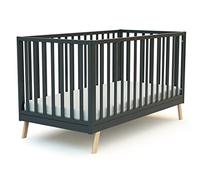 AT4 - Cuna bebé evolutiva CONFORT madera - Gris grafito - 70 x 140-146 x 74,50 x 83 cm