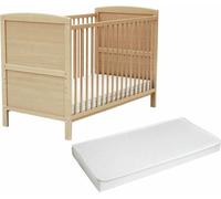AT4 Cuna bébé madera ajustable con colchón haya barnizada