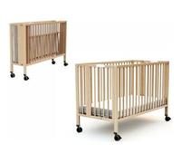 AT4 Cuna bebé plegable ESSENTIEL madera - Haya Barnizada - 60 x 120 - 124,5 x 64,5 x 87,5 cm