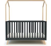 AT4 Cuna cabaña convertible en madera Gris Grafito y Haya 70 x 140 cm