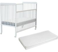 AT4 Cuna corredera de madera con colchón en madera Blanco