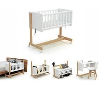AT4 Cuna de colecho convertible en madera Blanco y Haya 40 x 80 cm