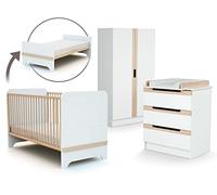 AT4 - Habitación bebé completa CARROUSEL madera - Blanco/Haya Barnizada - 70 x 140-147,5 x 78 x 93,5/79 x 65,5 x 94/51 x 96 x 176 cm