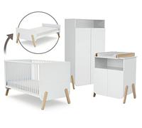 AT4 - Habitación bebé completa PIRATE madera - Blanco/Haya Barnizada - 70 x 140-147,5 x 78 x 87,5/79 x 65,5 x 94/51 x 100 x 176 cm