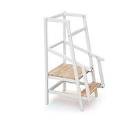 AT4 - Torre de aprendizaje/observación para niños ESSENTIEL madera - Blanco/Haya Barnizada - 44 x 48,5 x 90 cm