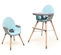 AT4 Trona de bebé evolutiva en madera y plástico gris y azul 2 alturas