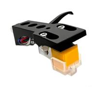 AT91 MM Kit de pastillas y carcasa de aguja de aleación de aluminio para tocadiscos, accesorios de reproductor de discos de vinilo con soporte de aguja de fibra de carbono, amarillo (negro)