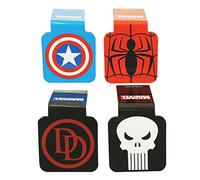 Ata-Boy Marcapáginas con logotipo de superhéroe de Marvel "Capitán América, Spider-Man, Daredevil, The Punisher" Marcapáginas magnéticos de Marvel (juego de 4) Avengers Gifts & Merchandise