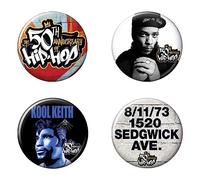 Ata-Boy The 50th Anniversary of Hip Hop-Ice T, Kool Keith Juego de cuatro botones coleccionables de 1.25 pulgadas, 3,17 cm, Acero aleado, Sin gemas.