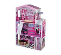 ATAA Casa de Muñecas Rosa de Madera Florida con 3 Niveles Ascensor y Accesorios para Muñecas de 30 cm Juguete Infantil para Niñas Toys