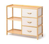 ATAA Estanteria con Cajonera Giant- Estantería de bambú Giant con 3 cajones de Tela - Mueble Organizador sostenible y Ligero - Ideal para Dormitorio, habitación Infantil o Pasillo