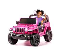 ATAA Raider 4x4 Coche Eléctrico Infantil 12V Rosa Metalizado con Mando para Padres - Ruedas de Goma EVA, Asiento de Piel, Suspensión Completa y Luces LED - Coche para Niños Desde 3 Años