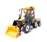 ATAA Tractor eléctrico Infantil 24v Verde Farmer con Excavadora Remolque Asiento Polipiel Luces LED Mando para Padres