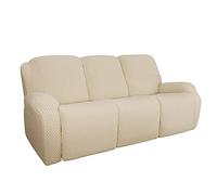 Atack-B Elástico Reclinable Funda para Sofá 3 Plazas, 8 Piezas Sillón Relax Funda De Sofá Gatos Perros Niño Protector con Parte Inferior Elástica Cubre Sofá (Beige Claro)