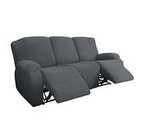 Atack-B Elástico Reclinable Funda para Sofá 3 Plazas, 8 Piezas Sillón Relax Funda De Sofá Gatos Perros Niño Protector con Parte Inferior Elástica Cubre Sofá (Gris Oscuro)