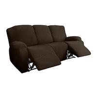 Atack-B Elástico Reclinable Funda para Sofá 3 Plazas, 8 Piezas Sillón Relax Funda De Sofá Gatos Perros Niño Protector con Parte Inferior Elástica Cubre Sofá (Marron Oscuro)