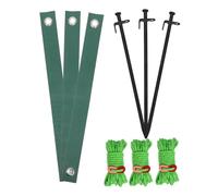 Ataduras de árboles para enderezar y estacas de Soporte para árboles, Kit de 3 Piezas con 3 Correas, 3 estacas metálicas y 3 Cuerdas, para jóvenes al Aire Libre