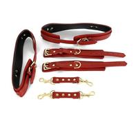 Ataduras Sexuales Para Tobillos,Muñecas,Esposas,Muslos,Brazos Y Piernas,Kit De Ataduras Bdsm De Bondage Sexual,Conjuntos Sm Para Adultos Con Esposas Ajustables,Color Rojo,Talla Única