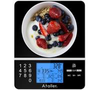 Ataller Báscula de dieta de cocina, báscula digital de alimentos con visualización de datos nutricionales, calculadora precisa de peso y nutrientes, vidrio templado, resolución 1 g, máximo 5 kg 11 Ib