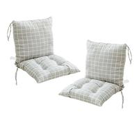 Ataoyus Pack de 2 cojines para silla con respaldo Almohadillas para asiento y respaldo con cinta de velcro Cojín de respaldo bajo para silla de jardín 40x80cm Respaldo para silla extraíble