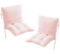 Ataoyus Pack de 2 cojines para silla con respaldo y asiento, cojín con tira de velcro, cojín de asiento bajo para jardín, respaldo desmontable, 40x80cm