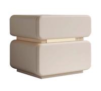 ATAPNLNMTZ Mesita de Noche Moderna con Luz LED, Mesa de cabeceira con Acabado en Cuero y Tiradores Ocultos, Mesa cabecera para Dormitorio o Recibidor(White,19.6in/50cm)