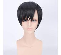 Ataque a las pelucas de titanio Eren Jaeger para hombre, pelo sintético corto de fibra de alta temperatura, disfraz de avatar del rey Cosplay peluca + gorro de peluca dm253 1