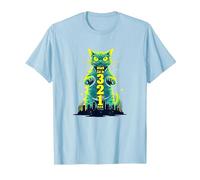 Ataque a un Gato en 321 un Feroz felino Invade la Ciudad Camiseta, Hombre, Azul Bebé, L