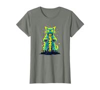 Ataque a un Gato en 321 un Feroz felino Invade la Ciudad Camiseta, Mujer, Verde Militar Jaspeado, XL