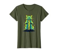 Ataque a un Gato en 321 un Feroz felino Invade la Ciudad Camiseta, Mujer, Verde Oliva, L
