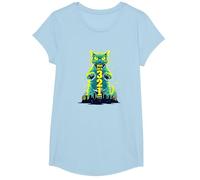 Ataque a un Gato en 321 un Feroz felino Invade la Ciudad Camiseta, Niñas, Azul Bebé, XS