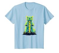 Ataque a un Gato en 321 un Feroz felino Invade la Ciudad Camiseta, Niños, Azul Bebé, 3 años