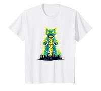 Ataque a un Gato en 321 un Feroz felino Invade la Ciudad Camiseta, Niños, Blanco, 10 años