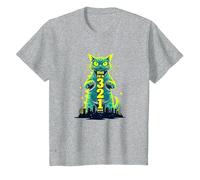 Ataque a un Gato en 321 un Feroz felino Invade la Ciudad Camiseta, Niños, Gris Jaspeado, 3 años