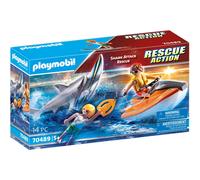 Ataque de tibur n y barco de rescate de Playmobil