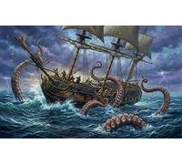 Ataque del Pulpo Gigante Puzzle 1000 Piezas Adultos Y Niños,Premium,Desafío,Anti-estrés,Rompecabezas,Deco Pared,Regalo Ideal,14 Años+,Relax,Reto,Cartón,Educativo 70x50cm