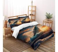 Atardecer Ballena Funda Nordica Algodon 3 Piezas 3D Impresa Aesthetic Marine Life con Cremallera Y Funda De Almohada Super King（260x220cm） Microfibra Ropa De Cama para Niñosy Hombres