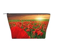 Atardecer Campo Amapolas Campo Hermosas Flores, Bolsa de artículos de tocador Bolsa de Maquillaje Bolsa de cosméticos Bolsa de artículos de tocador de Viaje portátil