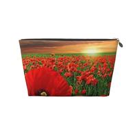 Atardecer Campo Amapolas Campo Hermosas Flores, Bolsa de artículos de tocador Bolsa de Maquillaje Bolsa de cosméticos Bolsa de artículos de tocador de Viaje portátil