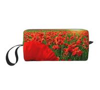 Atardecer Campo Amapolas Campo Hermosas Flores, Bolsa de Maquillaje Bolsa de cosméticos Bolsa de artículos de tocador de Viaje portátil Bolsa de Maquillaje