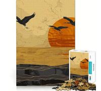 Atardecer con grullas Volando Rompecabezas de 1000 Piezas para Adolescentes Juguete Inteligente para Fortalecer los Lazos Familiares Corte Suave Lista de Deseos de Papá Noel 50x75cm