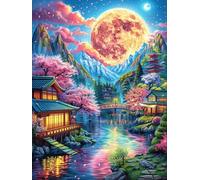 Atardecer costero bajo la luna llena Rompecabezas 300 Piezas Cartón Resistente Para Toda La Familia Sueño Mágico de Ciencia Ficción Desconectar Estrés Ocio Creativo En Casa Mejor Valorado Regalo Perfe