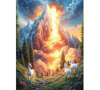 Atardecer de montaña con Fuego Puzzle 500 Piezas Impossible Creativo Único Mitos fantásticoss Rompecabezas 3D Obra De Arte para Toda La Familia Juguete Educativo Decoración 500 PCS