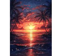 Atardecer Diamond Painting Adultos, Ola Diamond Painting, DIY kit Completo de Pintura de Diamantes, Full Drill Cristal Gem Punto de Cruz Conjunto principiantes, Home Decoracion de pared 40x50cm 0U-328