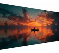 Atardecer Diamond Painting Bote Diamond Painting Kit Completo, Pintura Diamante Adultos Niños, 5D Cristal Strass Punto de Cruz Puzzle Manualidades para Decoración de Pared del Hogar 80x160cm r0-15t