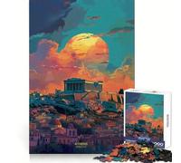 Atardecer en Atenas, Grecia Rompecabezas para Adolescentes de 1000 Piezas Juego de lógica Diversión en Interiores Bordes precisos Pieza de colección de Arte 50x75cm