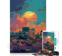 Atardecer en Atenas, Grecia Rompecabezas para Adolescentes de 1000 Piezas Juego de lógica Diversión en Interiores Bordes precisos Pieza de colección de Arte 50x75cm